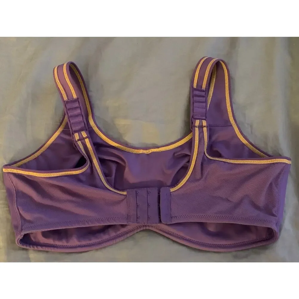 Wacoal Sports Bra Fitness Purple with yellow stitching 855170 Size 40DD